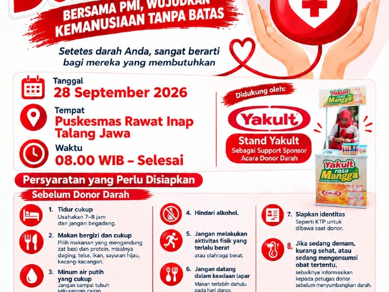 DONOR DARAH DI PUSKESMAS TALANG JAWA